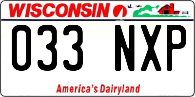 WI license plate 033NXP