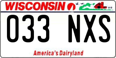 WI license plate 033NXS