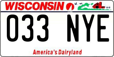 WI license plate 033NYE