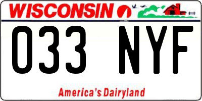 WI license plate 033NYF