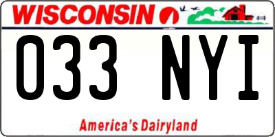 WI license plate 033NYI