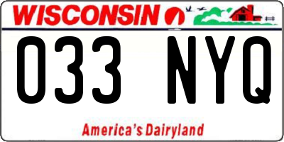 WI license plate 033NYQ