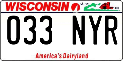 WI license plate 033NYR