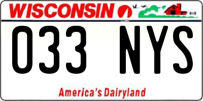 WI license plate 033NYS
