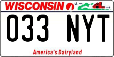 WI license plate 033NYT