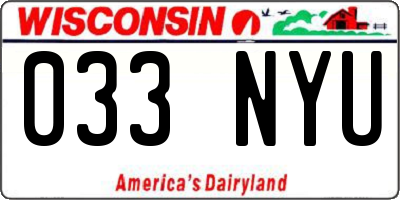 WI license plate 033NYU