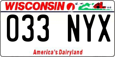 WI license plate 033NYX