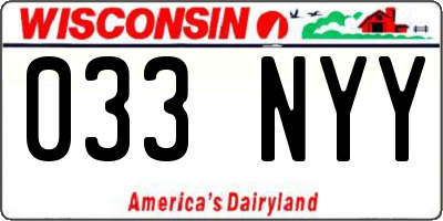 WI license plate 033NYY