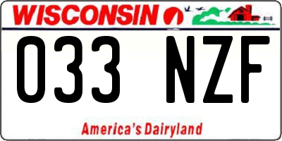 WI license plate 033NZF