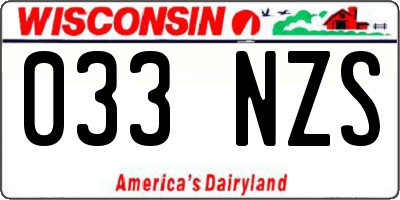WI license plate 033NZS