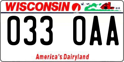 WI license plate 033OAA