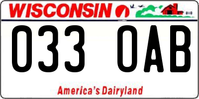 WI license plate 033OAB