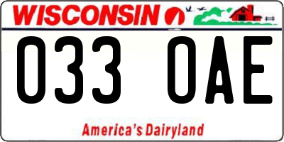 WI license plate 033OAE