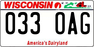 WI license plate 033OAG