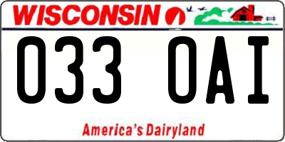 WI license plate 033OAI