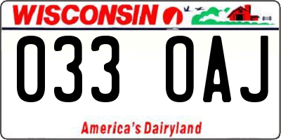 WI license plate 033OAJ