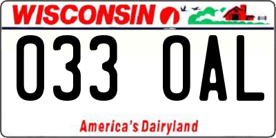 WI license plate 033OAL