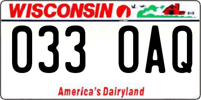 WI license plate 033OAQ