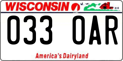 WI license plate 033OAR