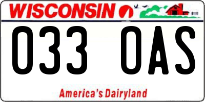 WI license plate 033OAS