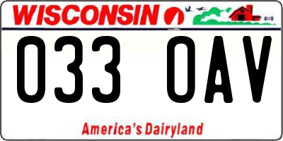 WI license plate 033OAV