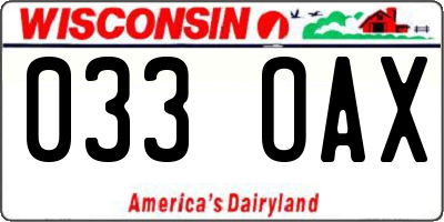 WI license plate 033OAX