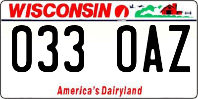 WI license plate 033OAZ
