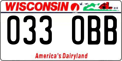 WI license plate 033OBB