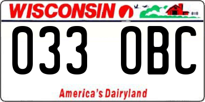 WI license plate 033OBC