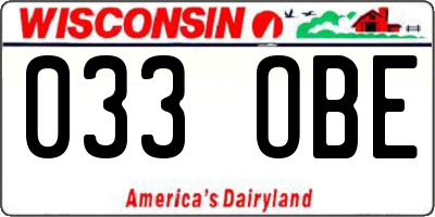 WI license plate 033OBE