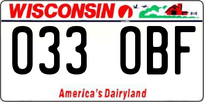 WI license plate 033OBF