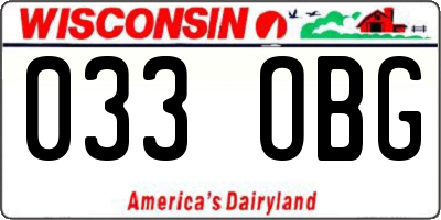 WI license plate 033OBG