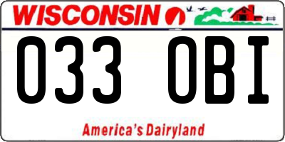 WI license plate 033OBI