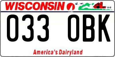 WI license plate 033OBK