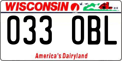 WI license plate 033OBL