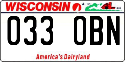 WI license plate 033OBN