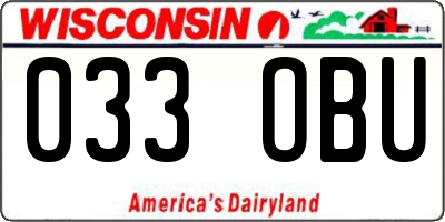 WI license plate 033OBU