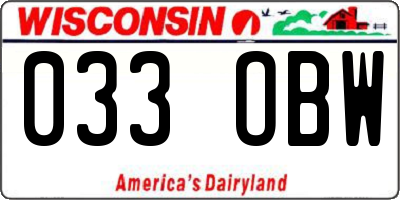 WI license plate 033OBW