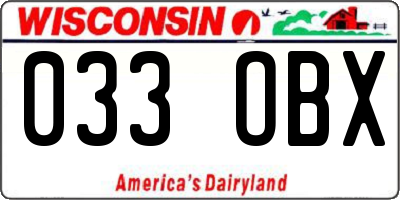 WI license plate 033OBX