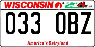 WI license plate 033OBZ
