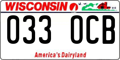 WI license plate 033OCB