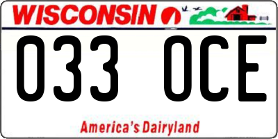 WI license plate 033OCE