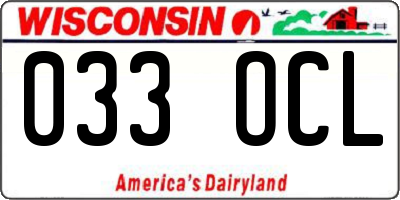 WI license plate 033OCL