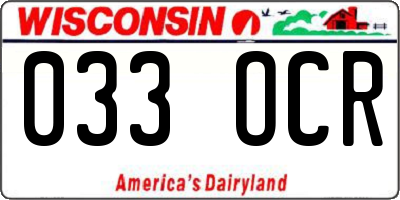 WI license plate 033OCR