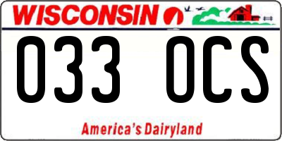 WI license plate 033OCS