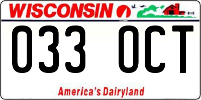 WI license plate 033OCT
