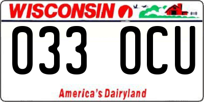 WI license plate 033OCU