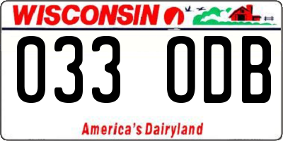 WI license plate 033ODB