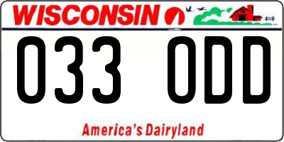 WI license plate 033ODD