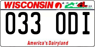 WI license plate 033ODI